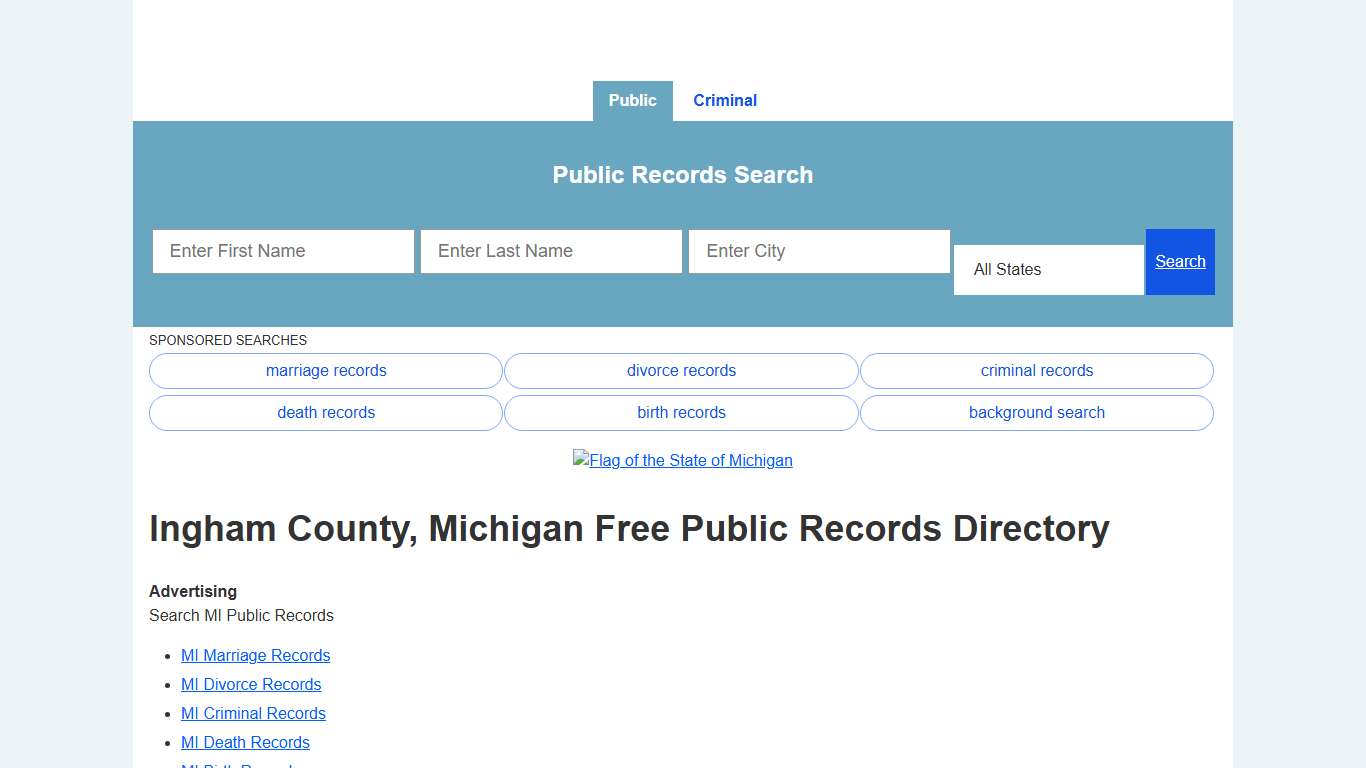 Ingham County, Michigan Public Records Directory