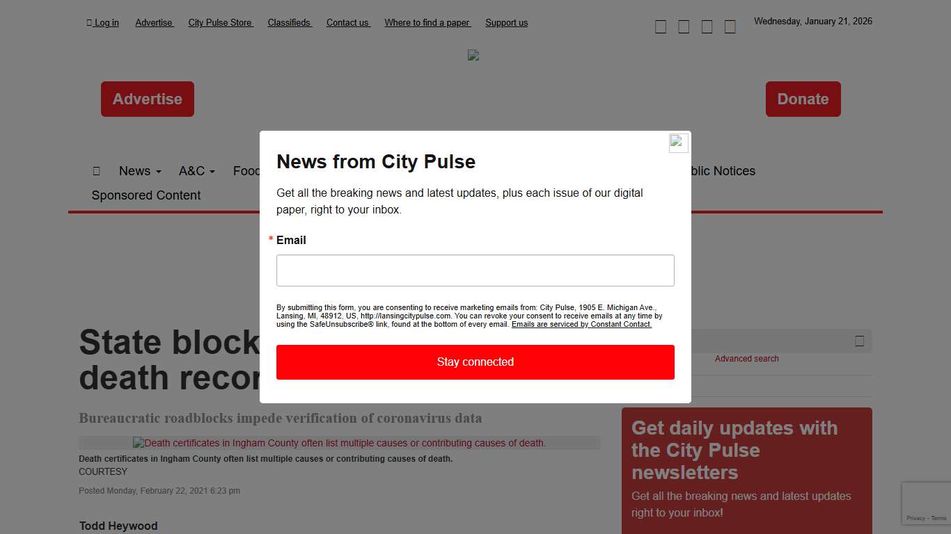 State blocks public access to death records on COVID-19 | City Pulse