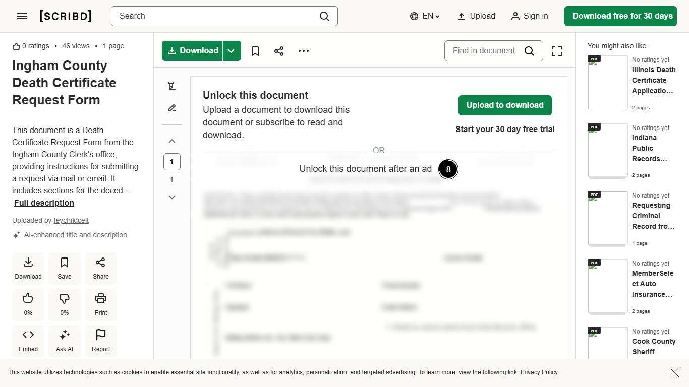 Ingham County Death Certificate Request Form | PDF | United States Postal Service | Credit Card